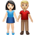 👩🏻‍🤝‍👨🏼 woman and man holding hands: light skin tone, medium-light skin tone display on Apple